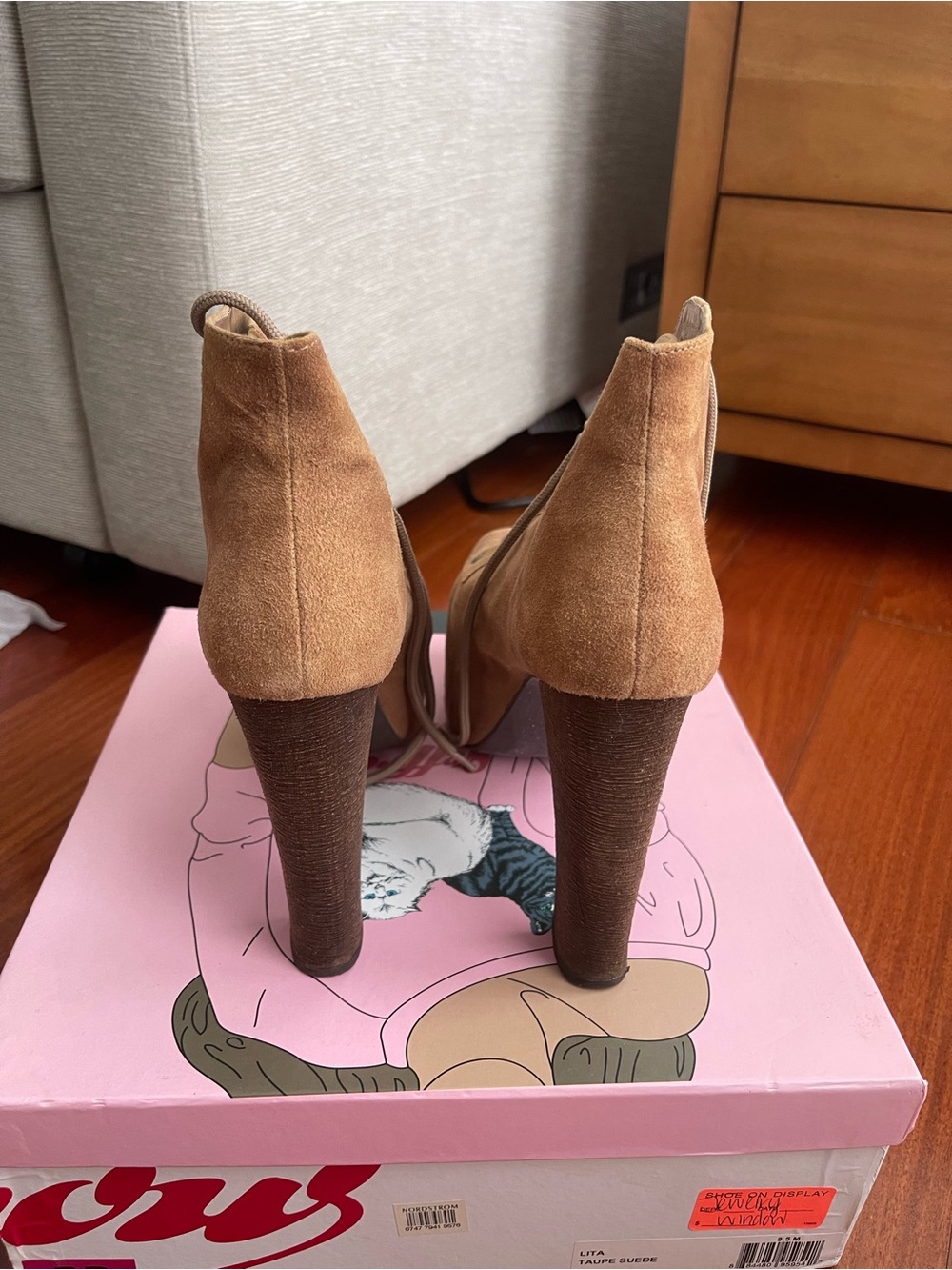 Jeffrey Campbell Taupe Suede Lita Platform Lace-Up Ankle Boots - Picture 3 of 10
